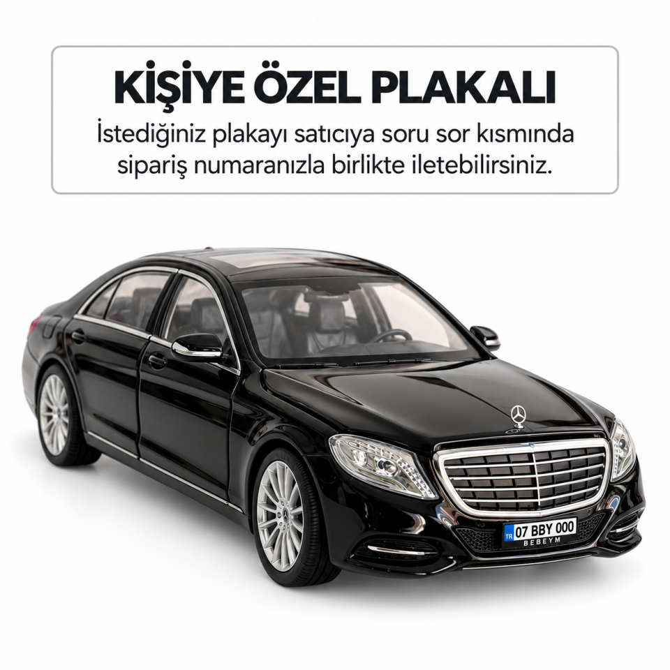 Mercedes-Benz S500 Metal Model Araba 1:24 Ölçek Siyah