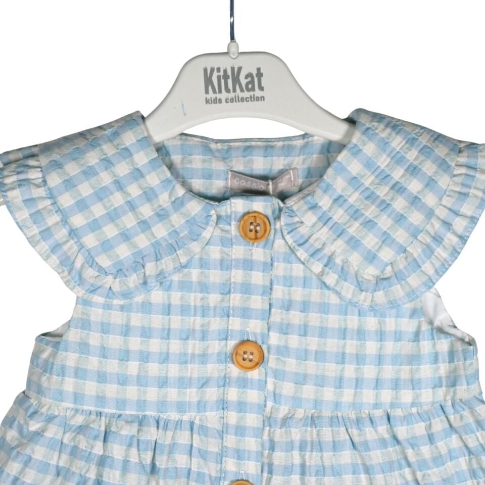 Kareli Mavi Beyaz Elbise 429297