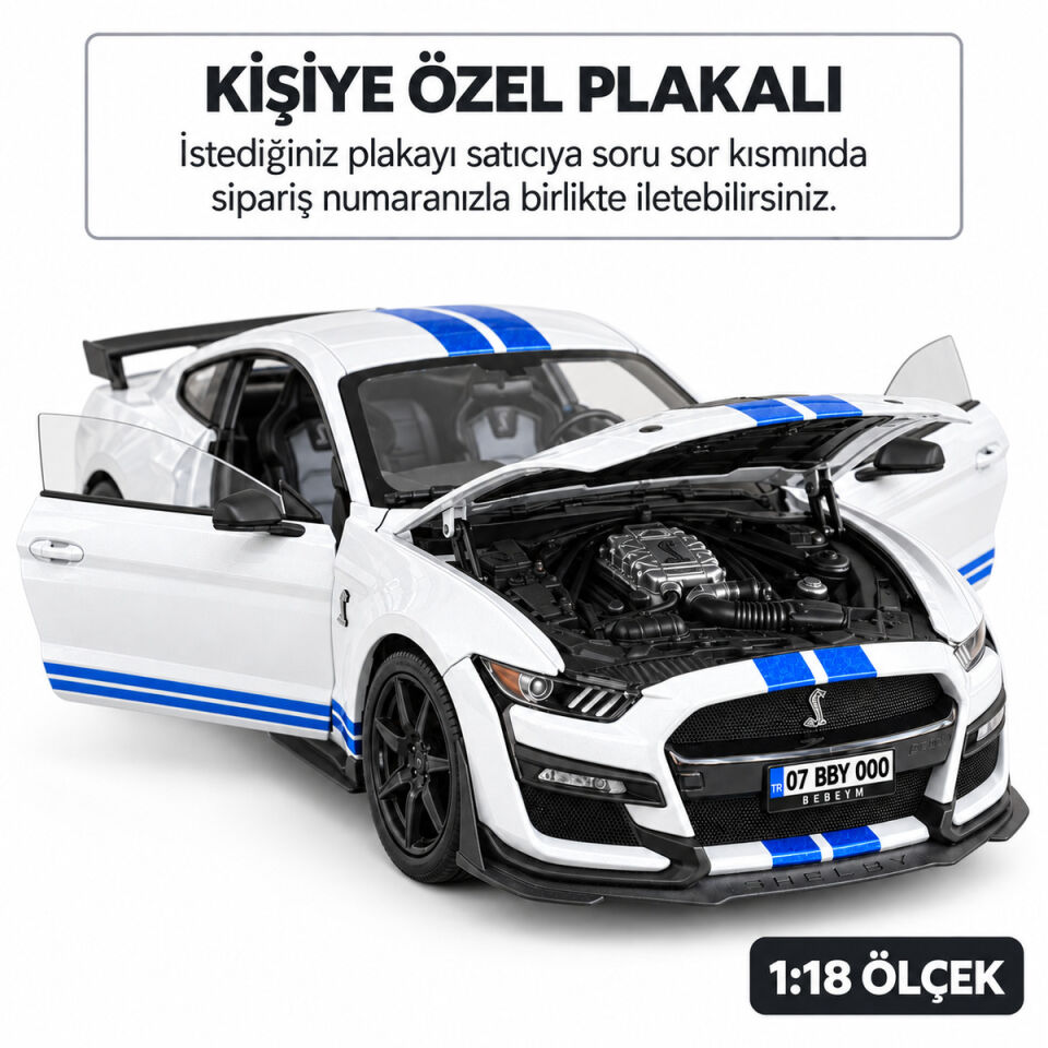 Ford Mustang Beyaz Metal Model Araba 1:18 Ölçek