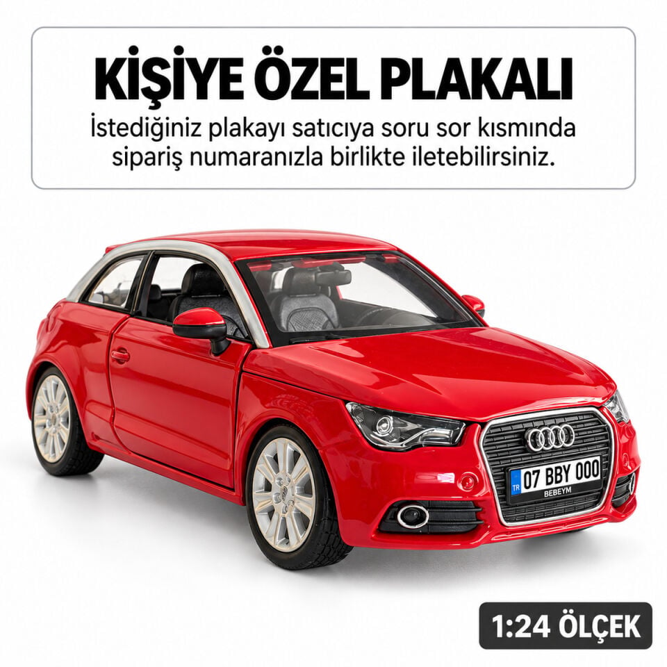 Audi A1 Metal Model Araba - 1:24 Diecast Kırmızı