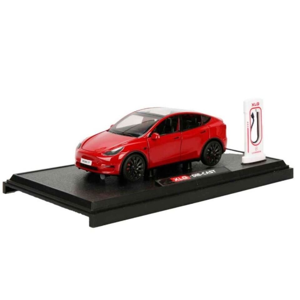 Tesla Model Y Metal Model Araç 1:24 Ölçek Kırmızı