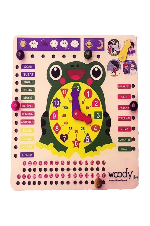 Woodylife Ahşap Saat Mevsimler, Aylar, Günler  Oyuncak 2198