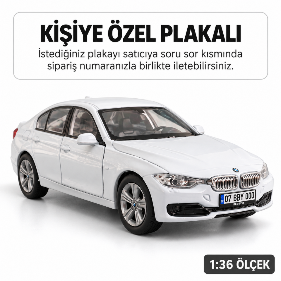 Bmw 335i Metal Araba - Kişiye Özel Plakalı - Beyaz