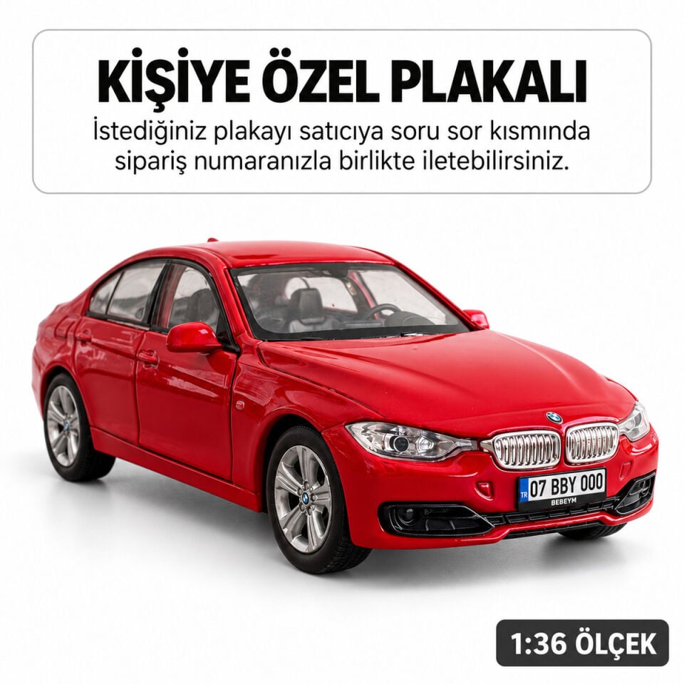 Bmw 335i Metal Araba - Kişiye Özel Plaklı - Kırmızı