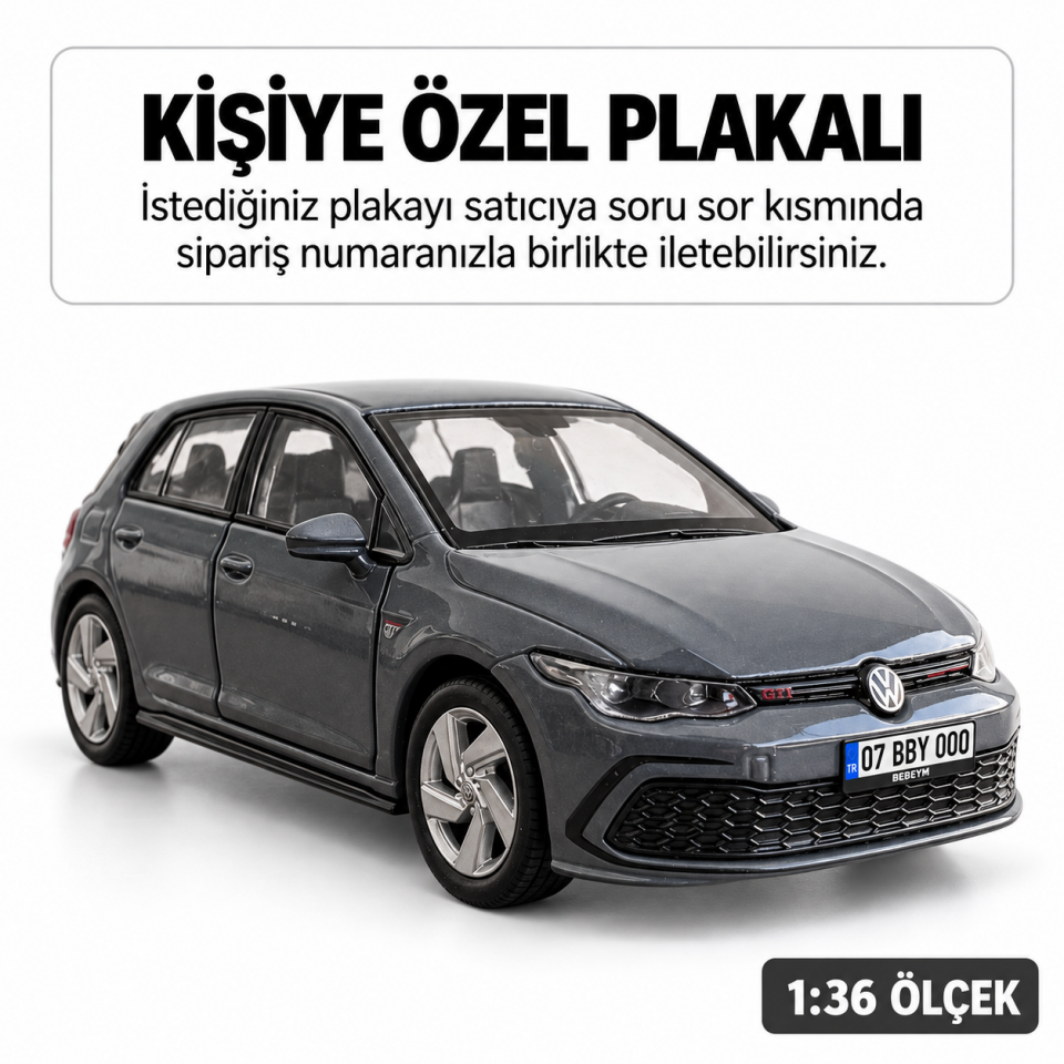 Golf 8 Metal Araba - Kişiye Özel Plakalı - Gri