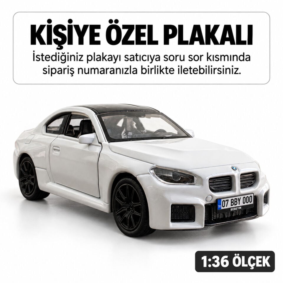 Bmw M2 Metal Araba - Kişiye Özel Plakalı - Beyaz