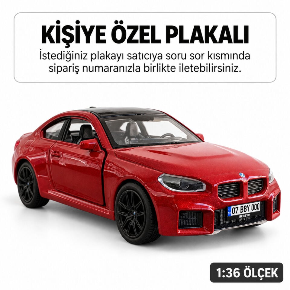 Bmw M2 Metal Araba -Kişiye Özel Plaklı - Kırmızı