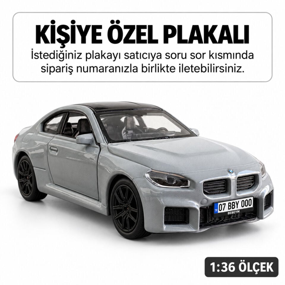 Bmw M2 Metal Araba - Kişiye Özel Plakalı - Nardo Gri
