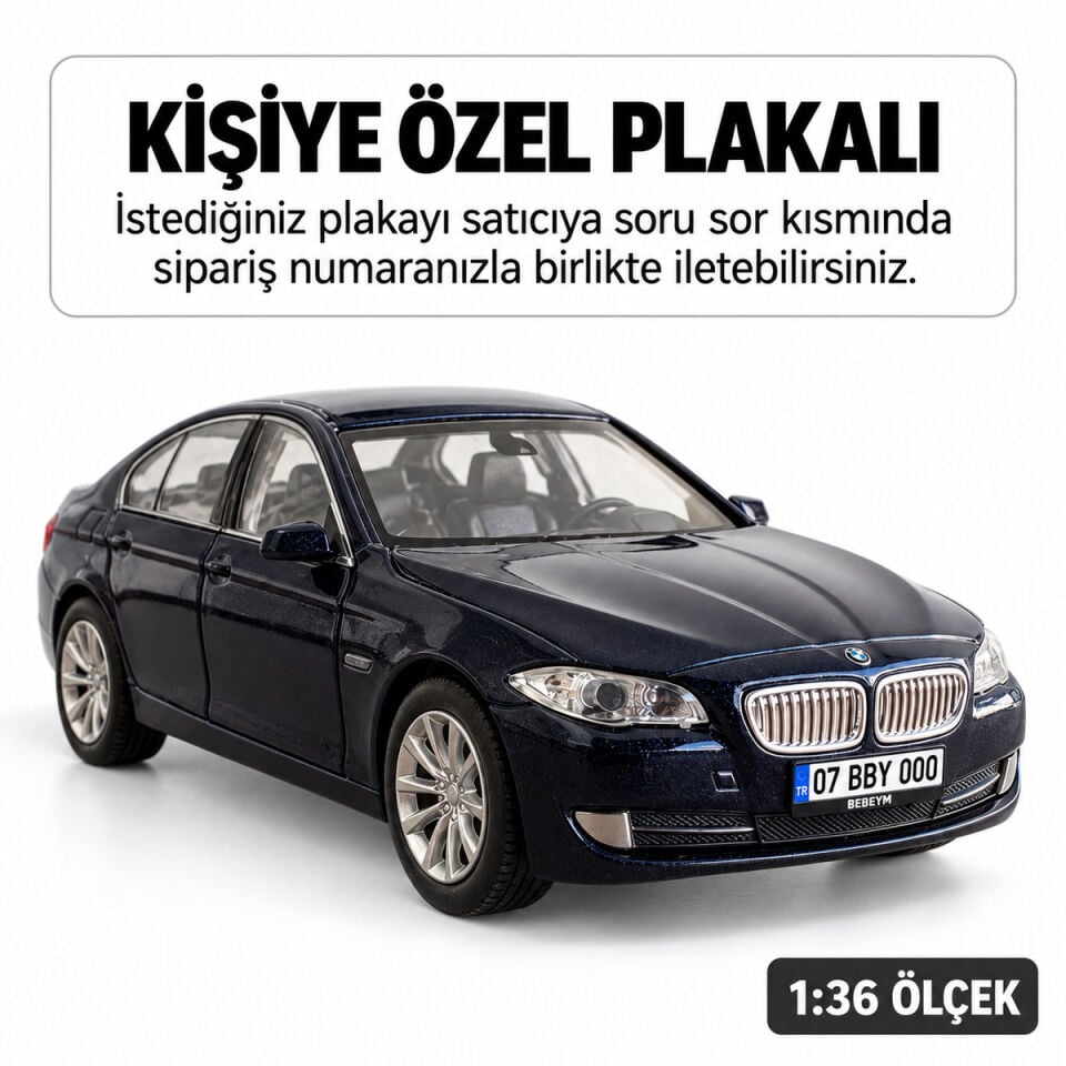 Bmw 535i Metal Araba - Kişiye Özel Plakalı Oyuncak Araba - Lacivert