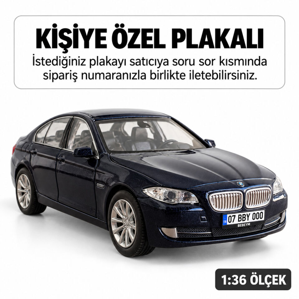 Bmw 535i Metal Araba - Kişiye Özel Plakalı Oyuncak Araba - Lacivert