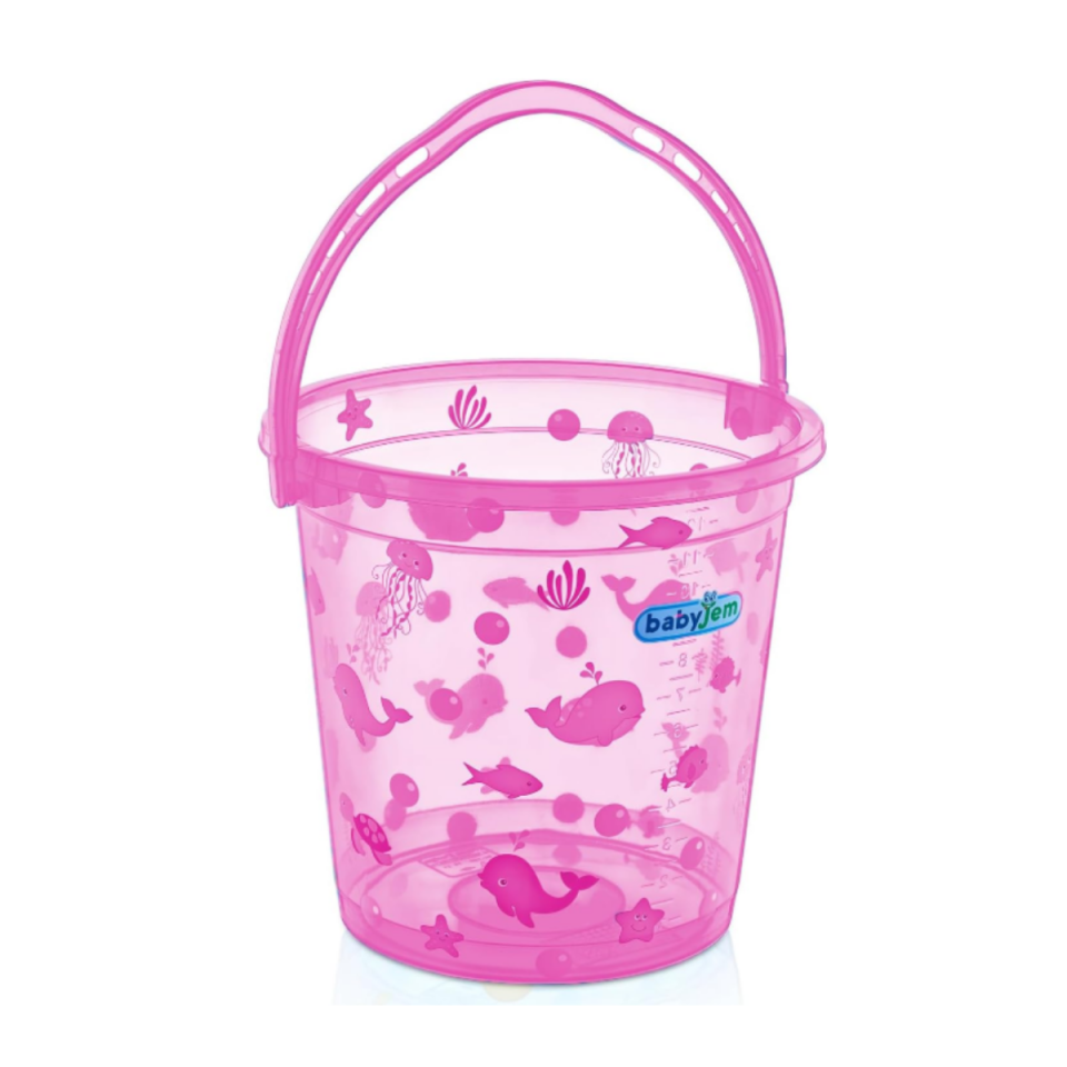 Babyjem Bebek Banyo Kovası Şeffaf Desenli  Pembe