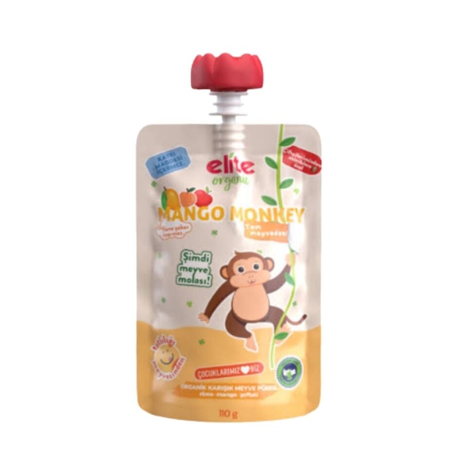 ELITE ORGANIC MANGO MONKEY MEYVE PÜRESİ 110 G