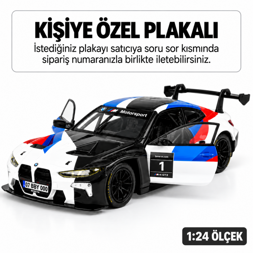 Bmw M4 GT3 Metal Araba 1:24 Ölçek Motorsport Temalı