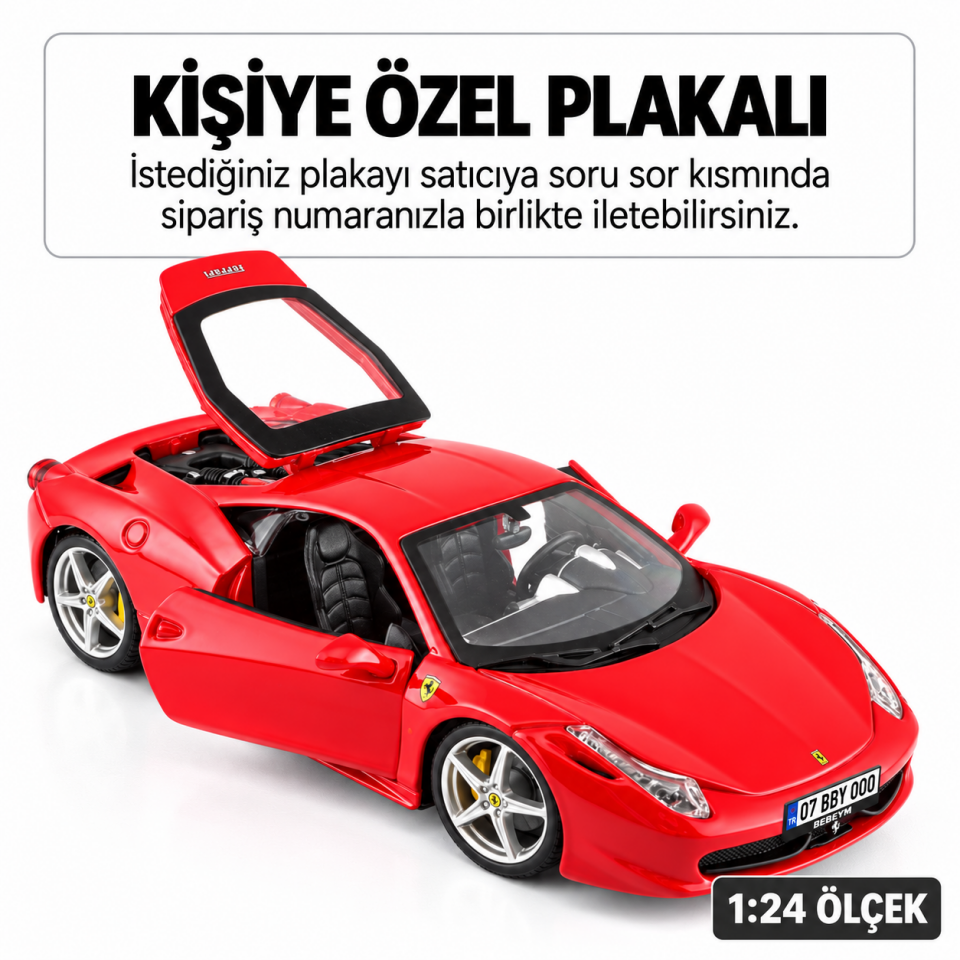 Brago 458 italia Ferrari Metal Model Araba 1:24 Ölçek