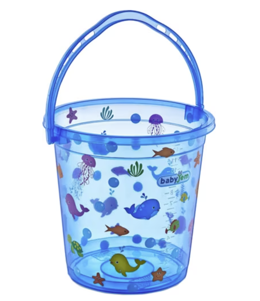 Babyjem Bebek Banyo Kovası Şeffaf Desenli Mavi