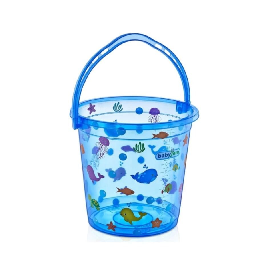 Babyjem Bebek Banyo Kovası Şeffaf Desenli Mavi