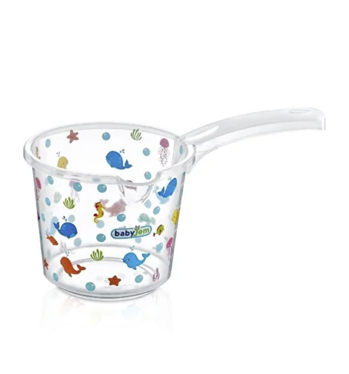 Babyjem Bebek Banyo Maşrapası Şeffaf Desenli Beyaz