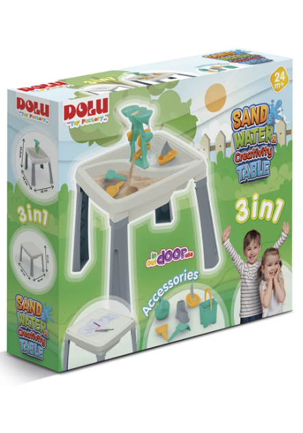 Dolu Oyuncak Su Kum 3'in 1 Yaratıcılık Masası Beyaz 2677