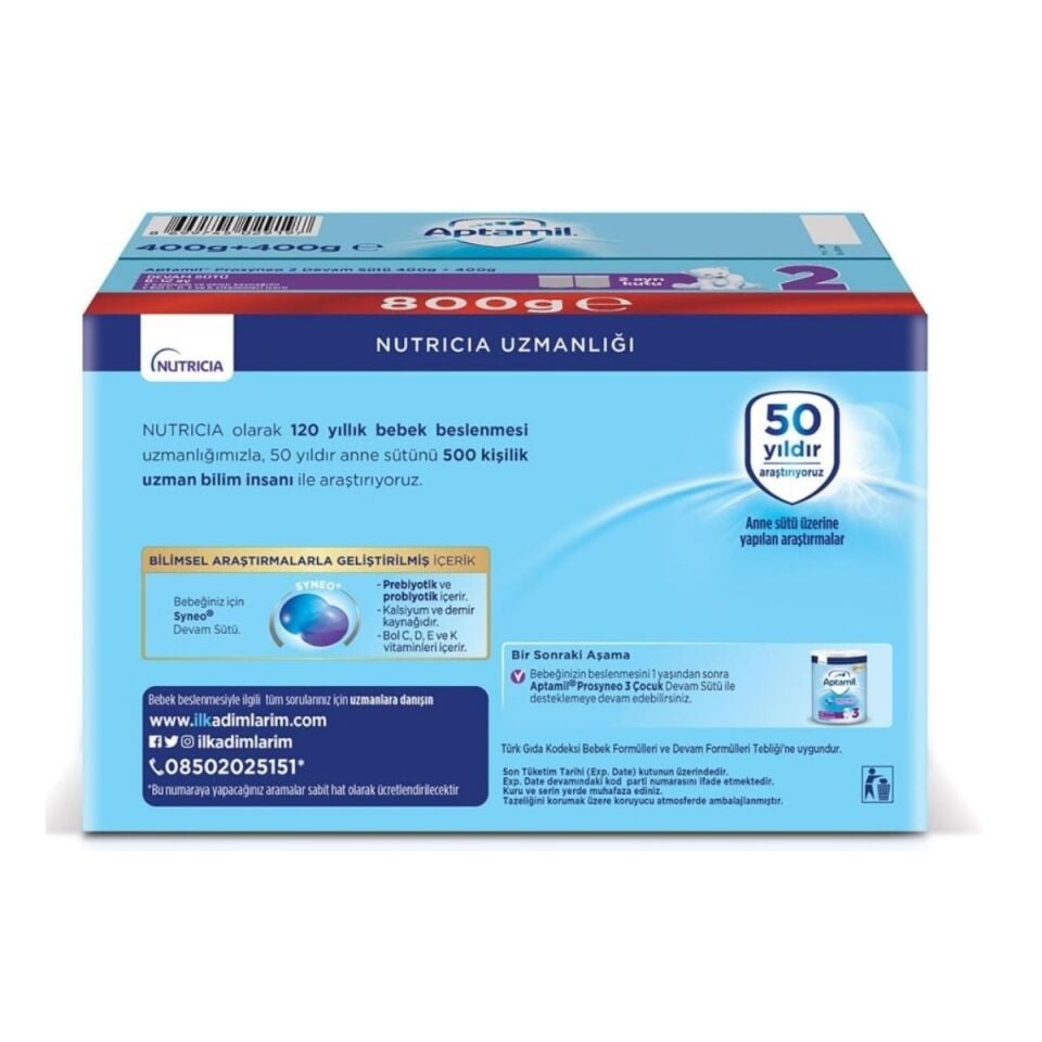 Aptamil 2 Prosyneo Devam Sütü 2x400 800 Gr