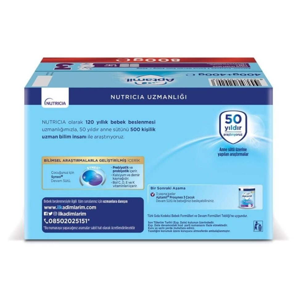 Aptamil 3 Prosyneo Devam Sütü 2x400 800 Gr