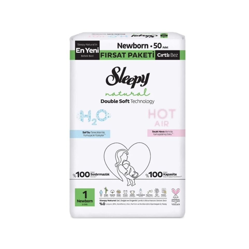 Sleepy Natural Double Soft 1 Numara Newborn 50li