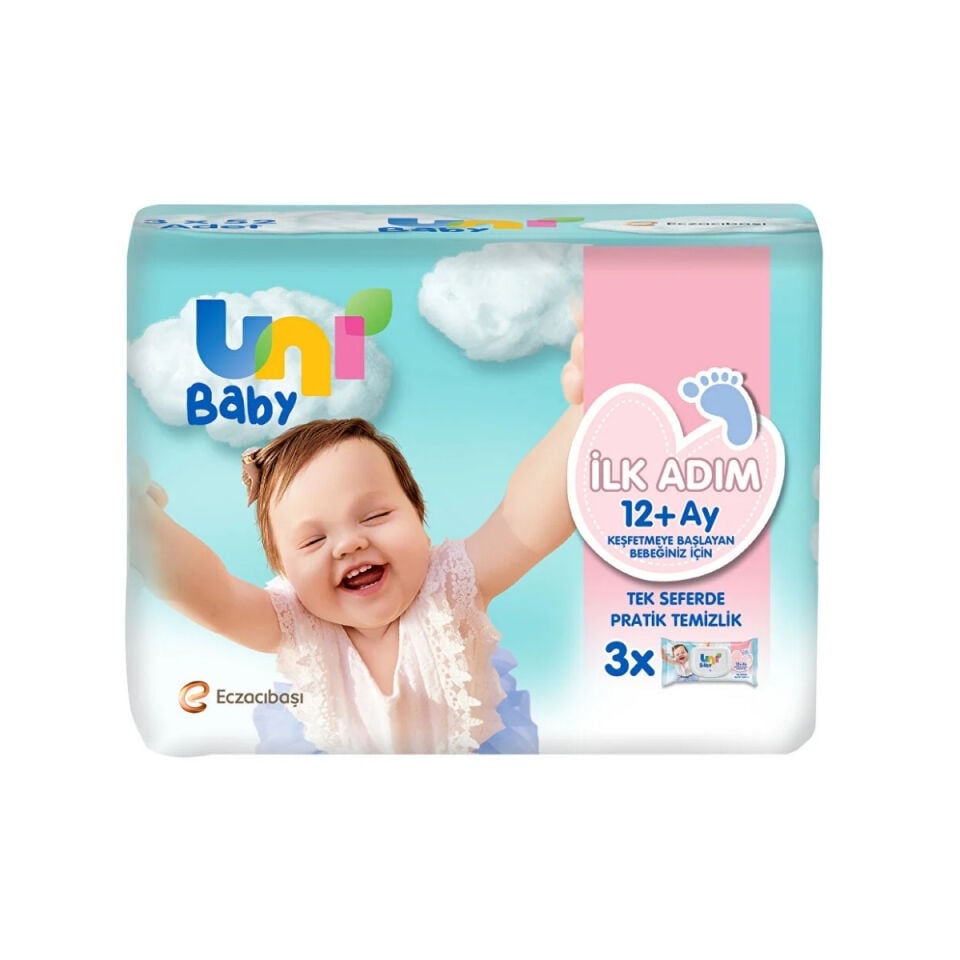 Uni Baby İlk Adım 12 Ay+ Islak Mendil 52 Yaprak - 3 ADET