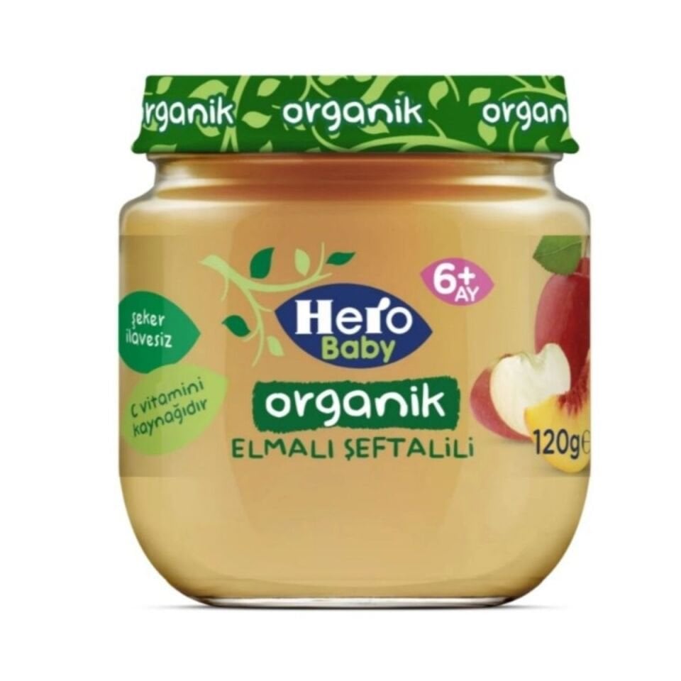 Hero Baby Organik Elma Şeftali Püresi  120 Gr