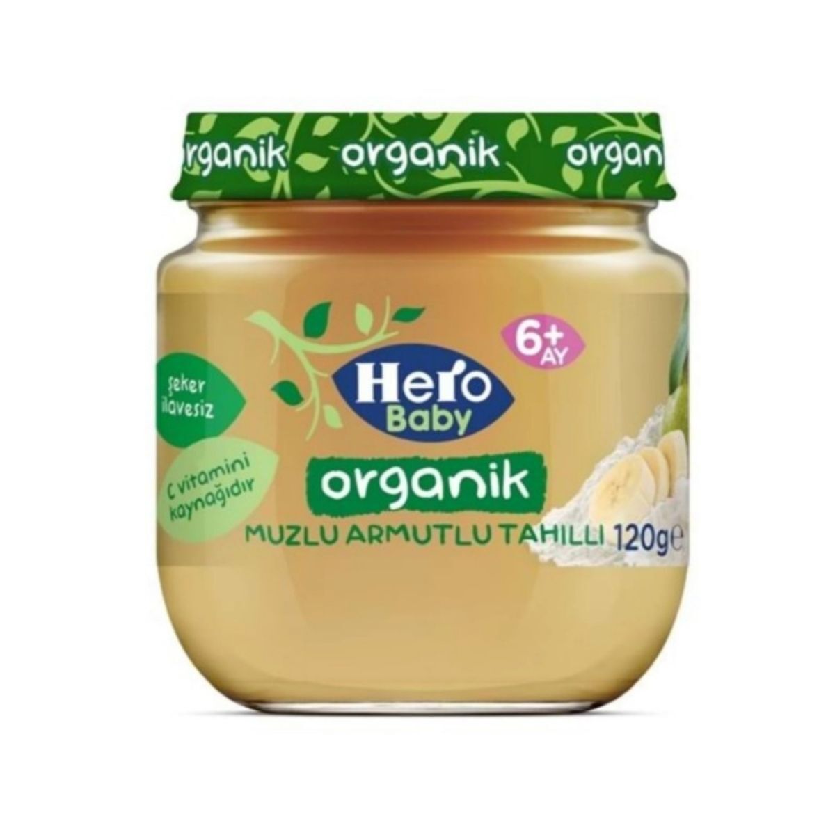 Hero Baby Organik Kavanoz Maması  Muz Armut Tahıl 120 G