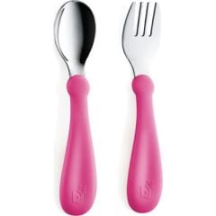 Babyjem Paslanmaz Çelik Çatal Kaşık Seti Pembe
